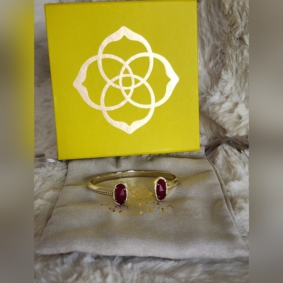 NWOT Kendra Scott Gold & Ruby Cuff Bracelet - Picture 5 of 8